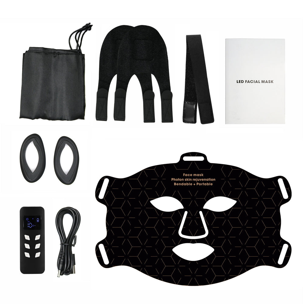 Black Sunsred SR-M4 LED facial therapy mask with controller and accessories