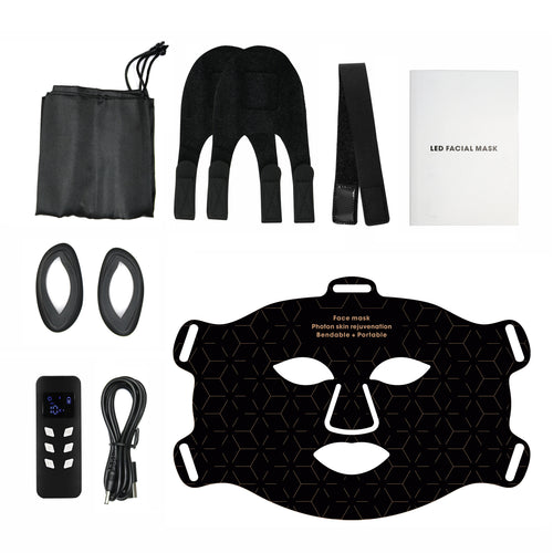 Black Sunsred SR-M4 LED facial therapy mask with controller and accessories